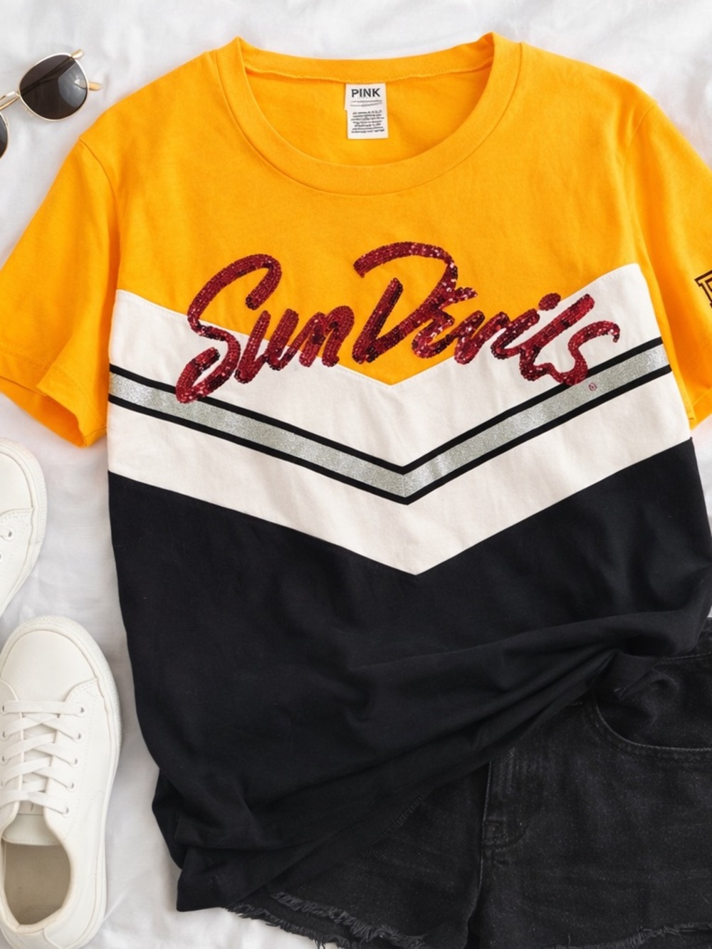 PINK Victoria's Secret Collegiate Tee - Yellow